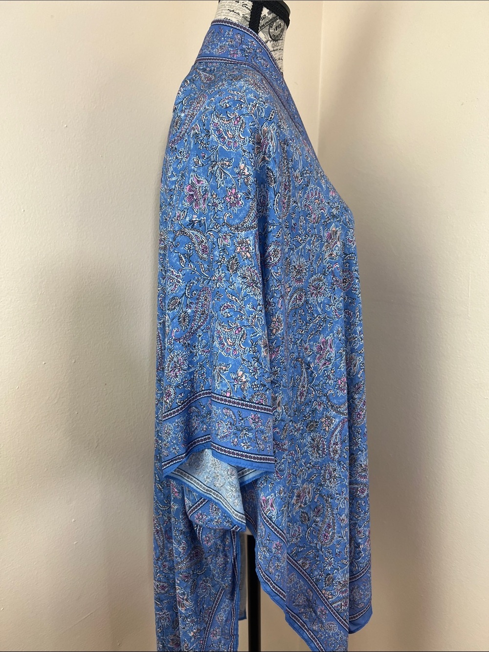 Blue Boho Paisley Kimono Wrap/Cardigan – One Size - Picture 4 of 5